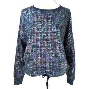Anthropologie Eva Franco Women's Jackson Shimmer Boxy Crop Sweatshirt Top SZ XS